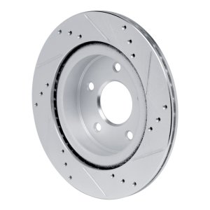 Nissan Rogue Brake Rotor (1) - Rear Left - R1 Concepts - Drilled & Slotted - Silver - `17-`25